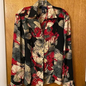Jones Wear Collection Floral Long Sleeve Colorful Blouse Women’s Size 12